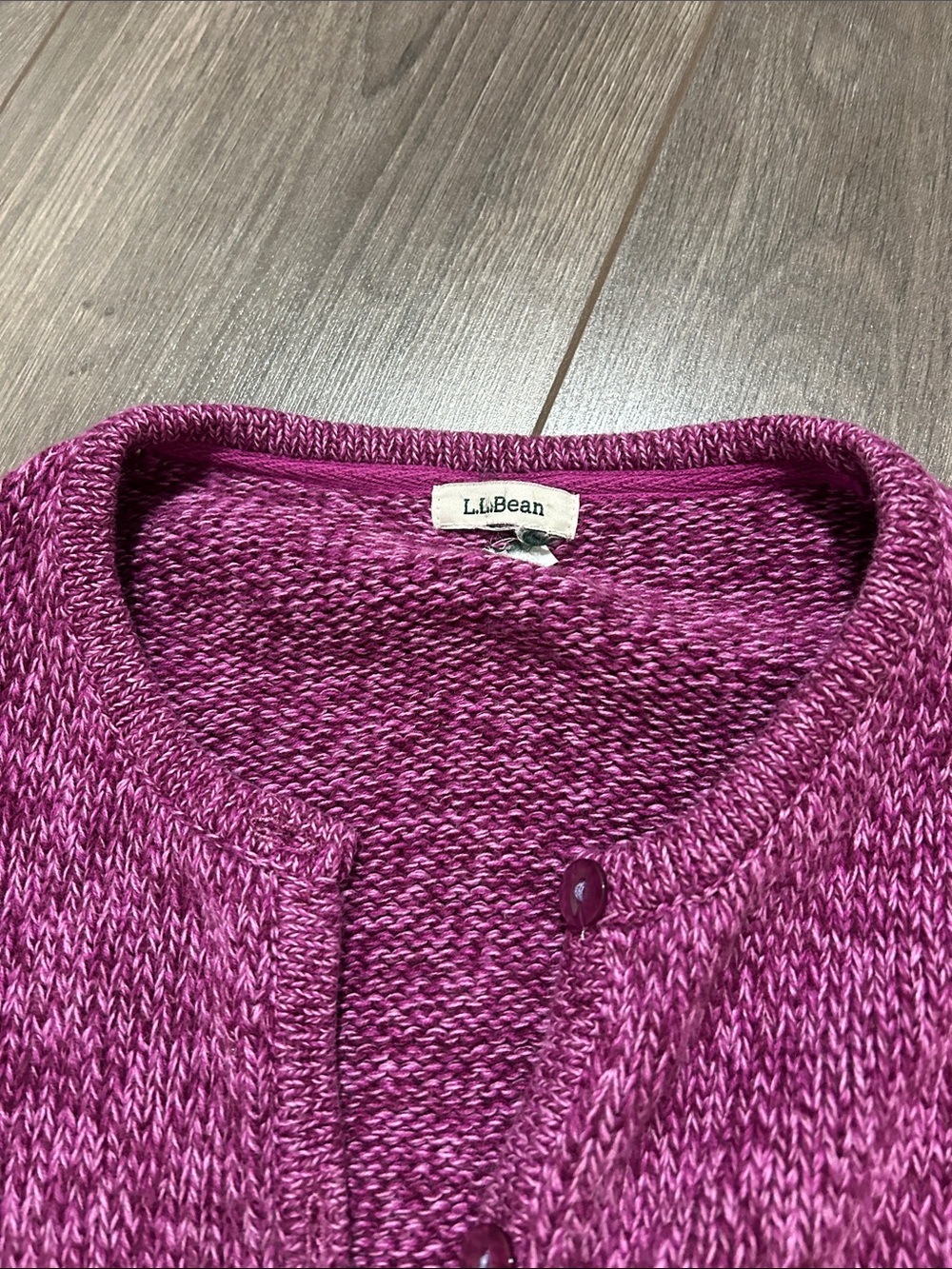 L.L. Bean Women's Raspberry Marled Button-Front Cardigan